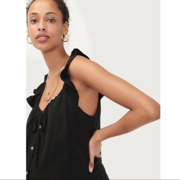 NEW Hatch Collection Jenna Ruffle Button Front Midi Dress Black Maternity XS - Picture 3 of 11